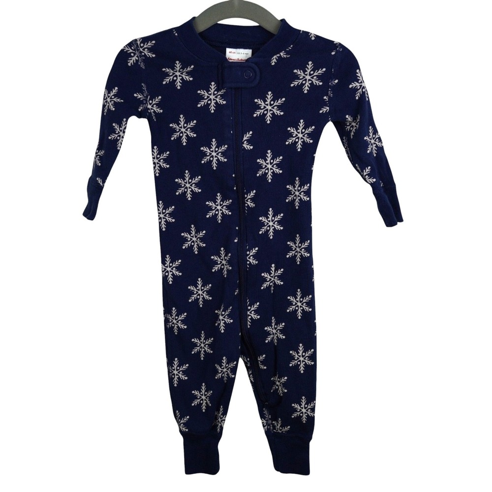 Hanna Andersson Baby‎ Snowflake Print Organic Cotton Footless Pajamas 3-6 Months